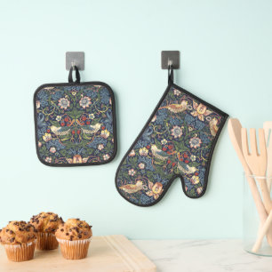 Set De Manoplas Patrón del ladrón de fresas William Morris Vintage