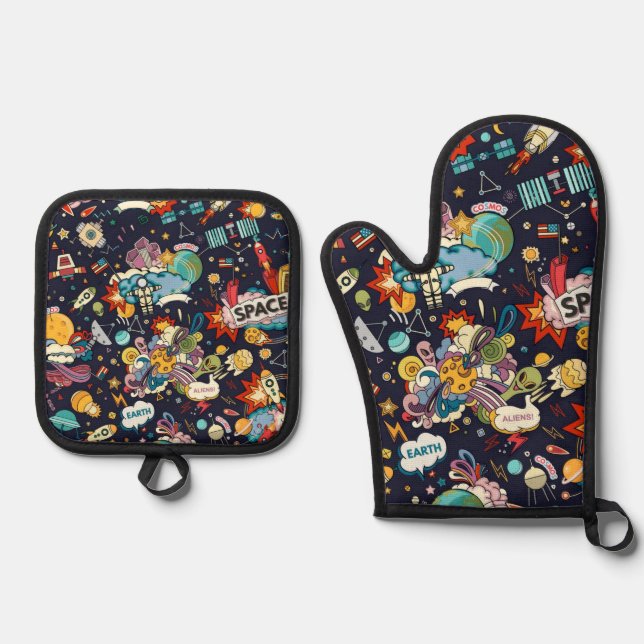 Set De Manoplas Patrón espacial (Anverso)