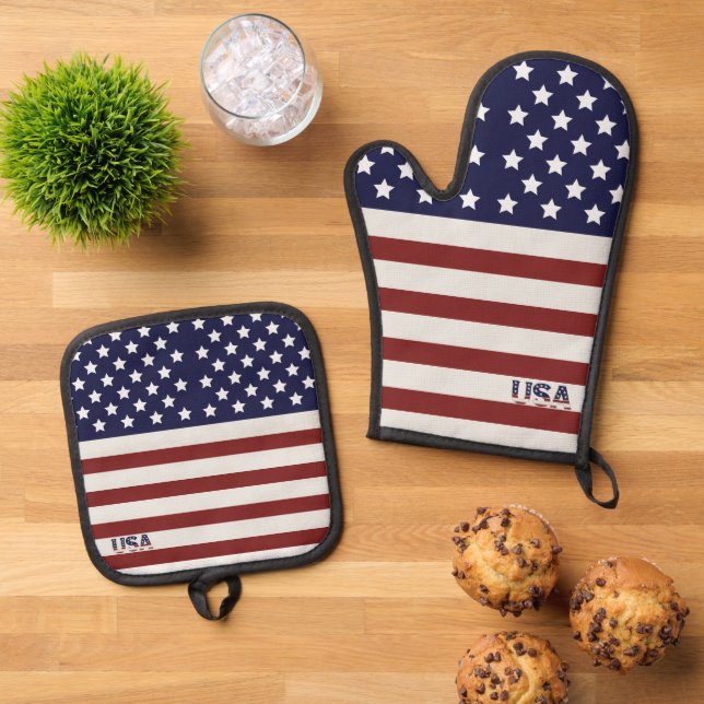 Set De Manoplas Patrón estadounidense de bandera de Estados Unidos (De arriba hacia abajo)