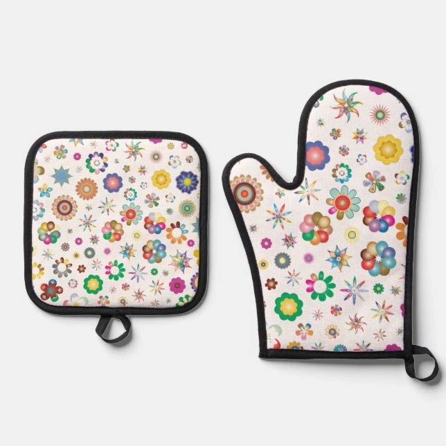 Set De Manoplas Patrón Floral (Anverso)