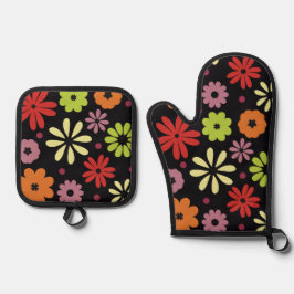 Set De Manoplas Patrón floral continuo otoñal