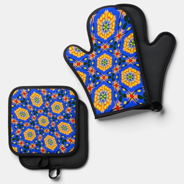Set De Manoplas Patrón floral estético (Anverso/Reverso)