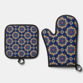 Set De Manoplas Patrón floral geométrico de Moda Boho