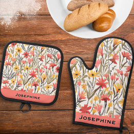 Set De Manoplas Patrón floral moderno