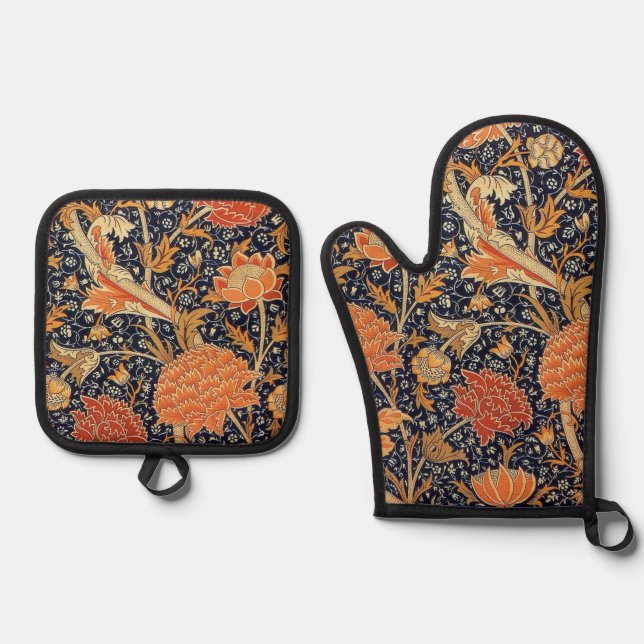 Set De Manoplas Patrón Floral, William Morris (Anverso)