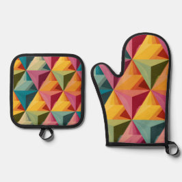 Set De Manoplas Patrón geométrico de triángulo audaz
