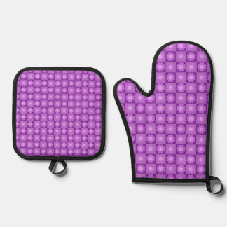 Set De Manoplas Patrón geométrico floral púrpura