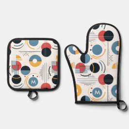 Set De Manoplas Patrón geométrico personalizado de mediados de sig
