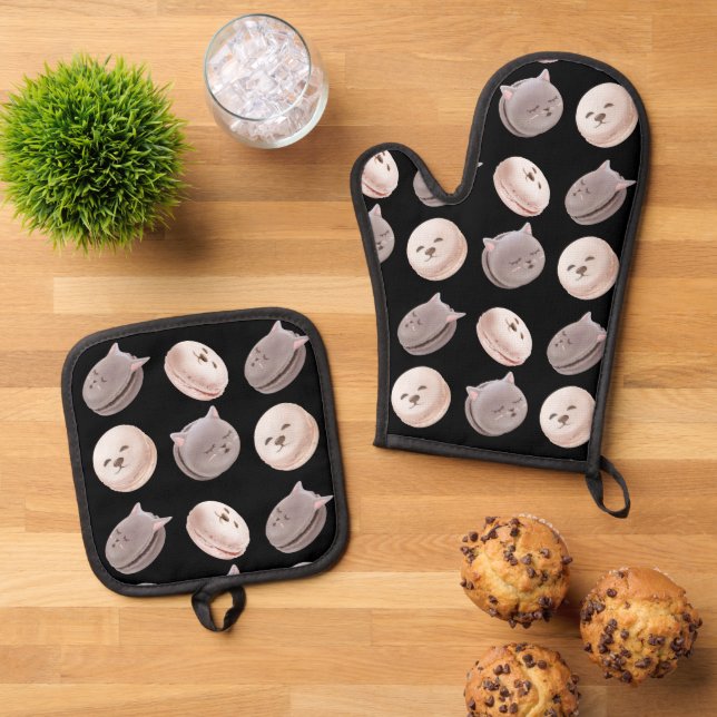 Set De Manoplas Patrón Macaron (De arriba hacia abajo)