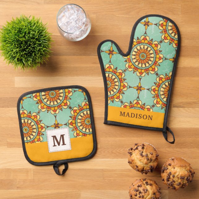 Set De Manoplas Patrón ornamental (De arriba hacia abajo)
