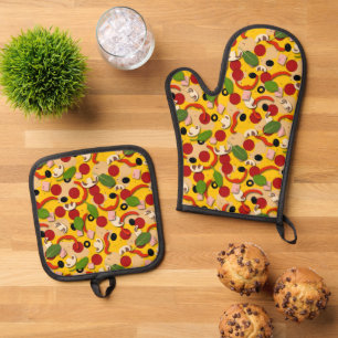 Set De Manoplas Patrón Pizza