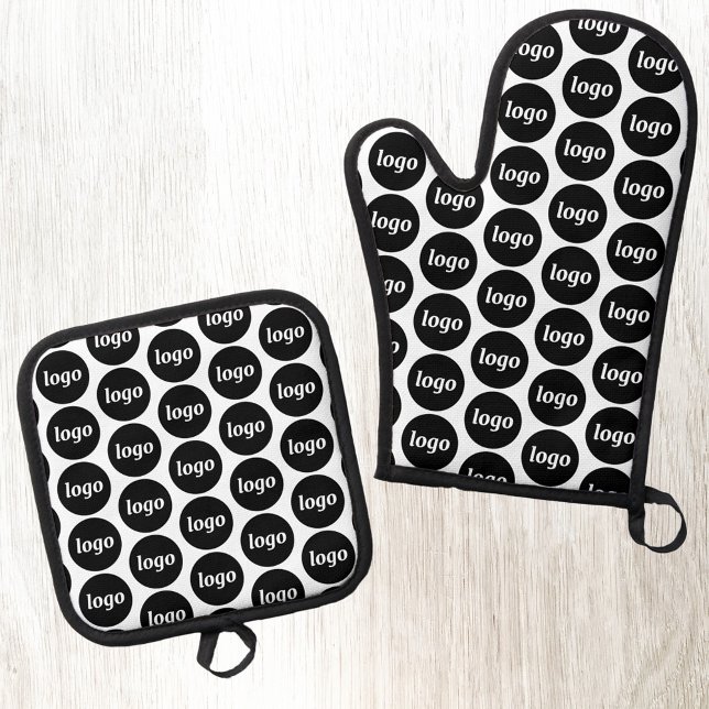 Set De Manoplas Patrón promocional de logotipos sencillos para emp (Logo pattern business branding promotional oven glove or mitt and pot holder)