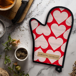 Set De Manoplas Patrón Romántico Moderno de Corazón Rojo y Rosa