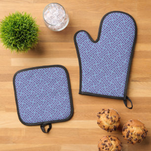 Set De Manoplas Patrón Sayagata, japonés, púrpura y azul