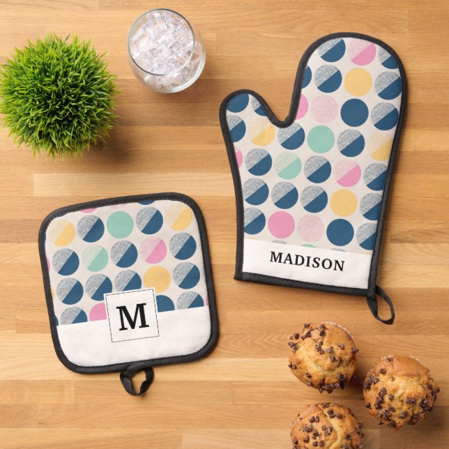Set De Manoplas Patrón semicírculo retro (De arriba hacia abajo)