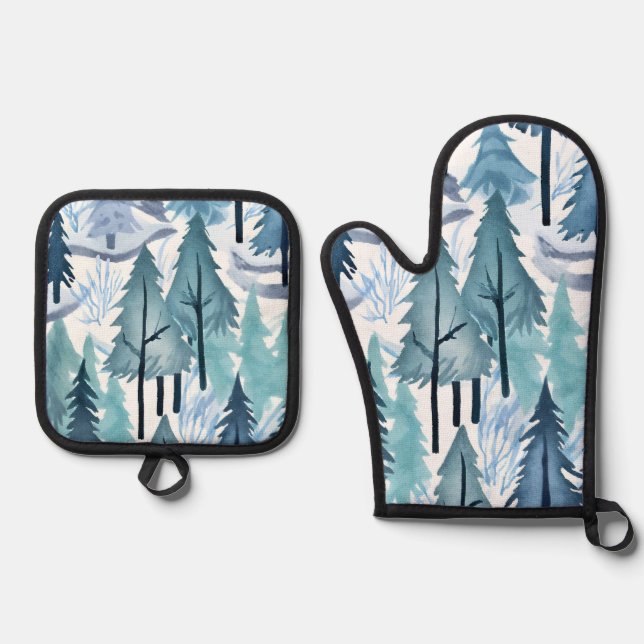 Set De Manoplas Patrón sin problemas del bosque acuático (Anverso)