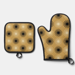 Set De Manoplas Patrón Starburst Moderno De Mediados Del Siglo
