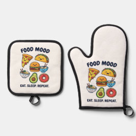Set De Manoplas Patrones de humor de comida rápida Kawaii