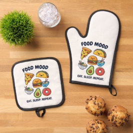 Set De Manoplas Patrones de humor de comida rápida Kawaii