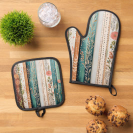 Set De Manoplas Patrones mezclados shabby chic