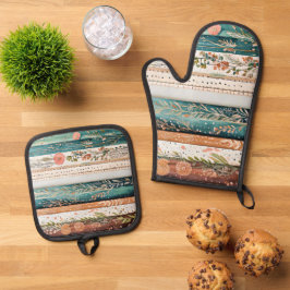 Set De Manoplas Patrones mezclados shabby chic
