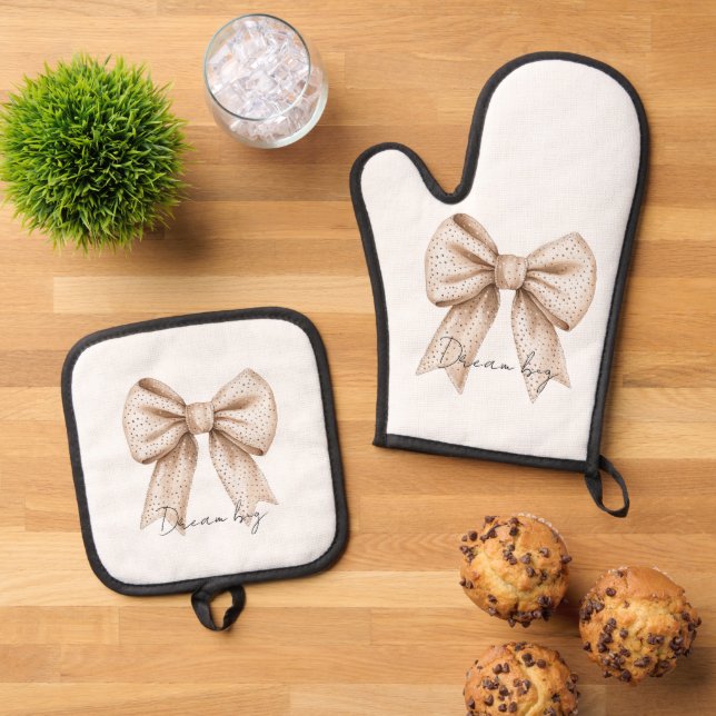 Set De Manoplas Peach White Bow (De arriba hacia abajo)