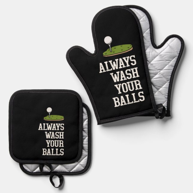 Set De Manoplas Pelota de golf siempre lava tus bolas (Anverso/Reverso)