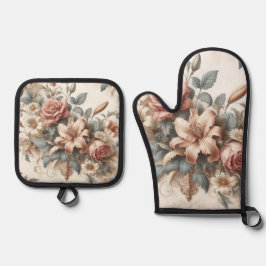 Set De Manoplas Perfección floral anticuada ligera