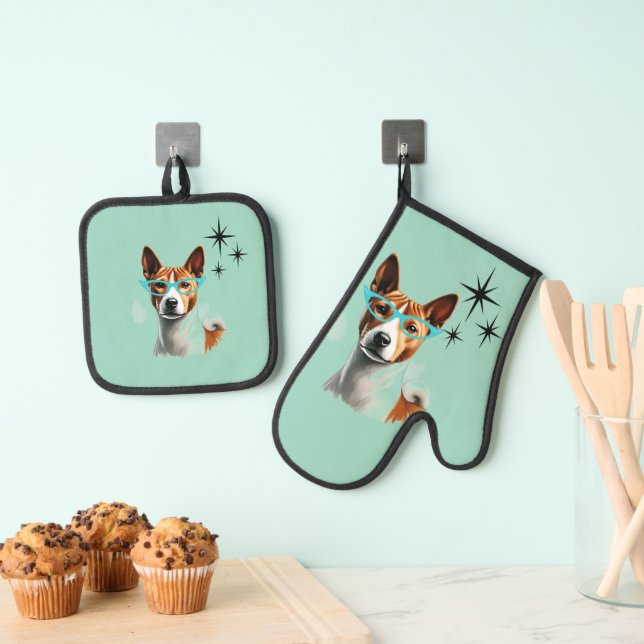 Set De Manoplas Perro Basenji de mediados del siglo (Insitu (colgante))