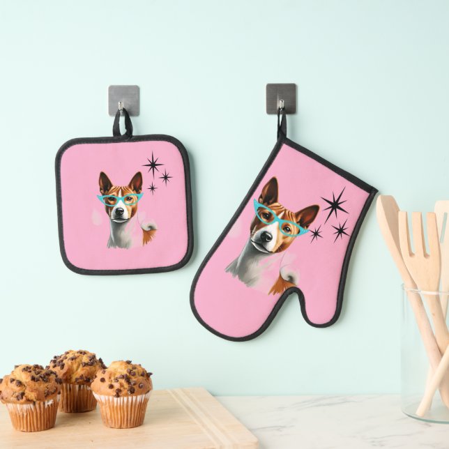 Set De Manoplas Perro Basenji de mediados del siglo (Insitu (colgante))