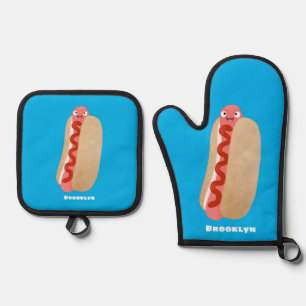 Set De Manoplas Perro caliente divertido lindo personalizado Weine