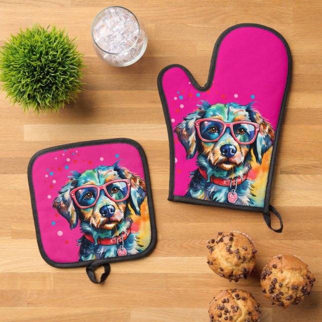 Set De Manoplas Perro con Gafas (De arriba hacia abajo)