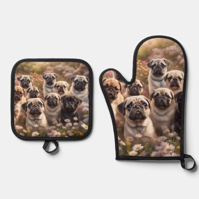 Set De Manoplas Perro Cute Pug (Anverso)