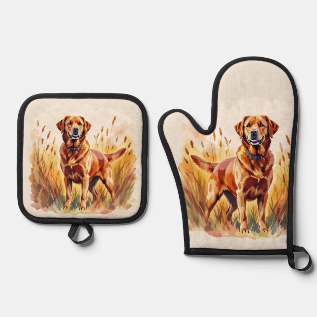 Set De Manoplas Perro Labrador Retriever Fox Rojo (Anverso)
