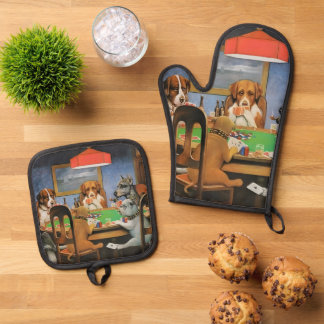 Set De Manoplas Perros jugando póquer de Cassius Marcellus Coolidg