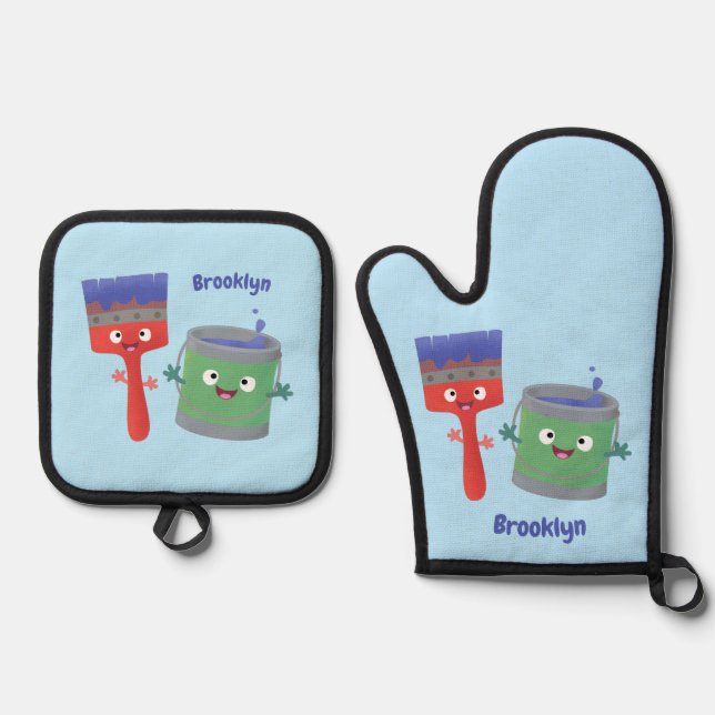 Set De Manoplas Personajes de pincel y dibujos animados (Anverso)