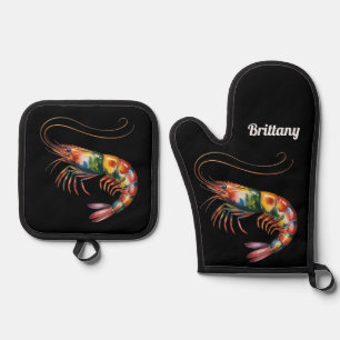 Set De Manoplas Personalizado artístico floral de camarones