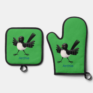 Set De Manoplas Personalizado australiano Willie Wagtail personali