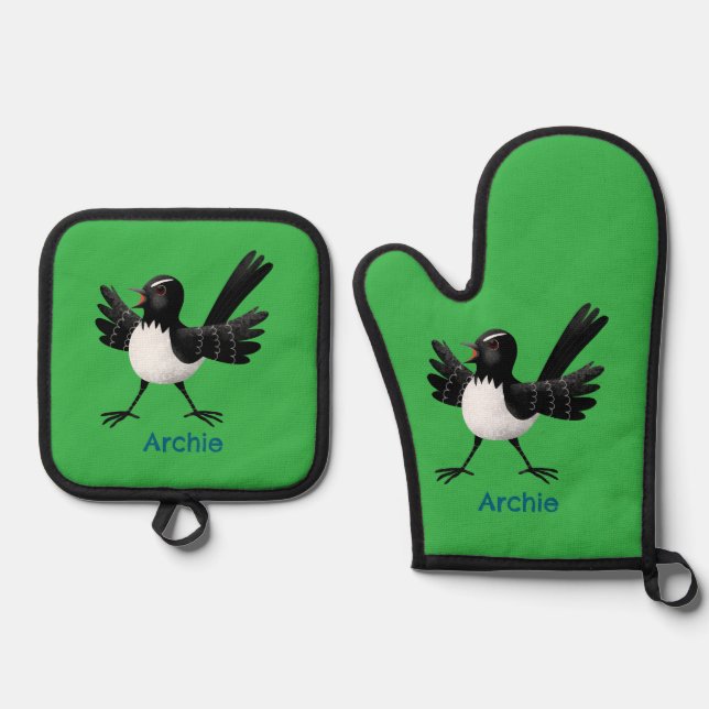 Set De Manoplas Personalizado australiano Willie Wagtail personali (Anverso)