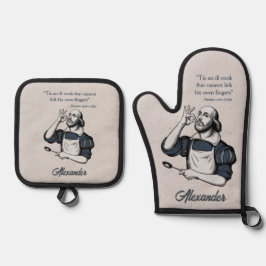 Set De Manoplas Personalizado Baking Recetas Chef Elegante