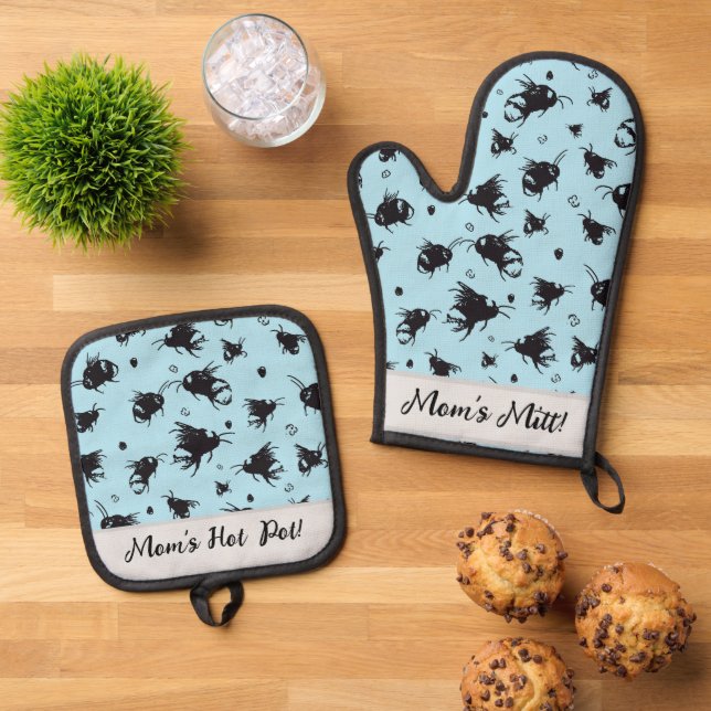 Set De Manoplas Personalizado Bee Oven Mitt & Pot Holder (De arriba hacia abajo)