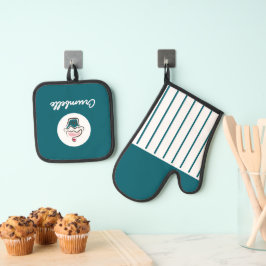 Set De Manoplas Personalizado Crisp Strip Cupcake Bakery