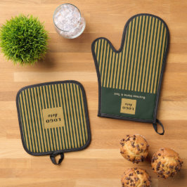 Set De Manoplas Personalizado Dark Green & Gold Stripe