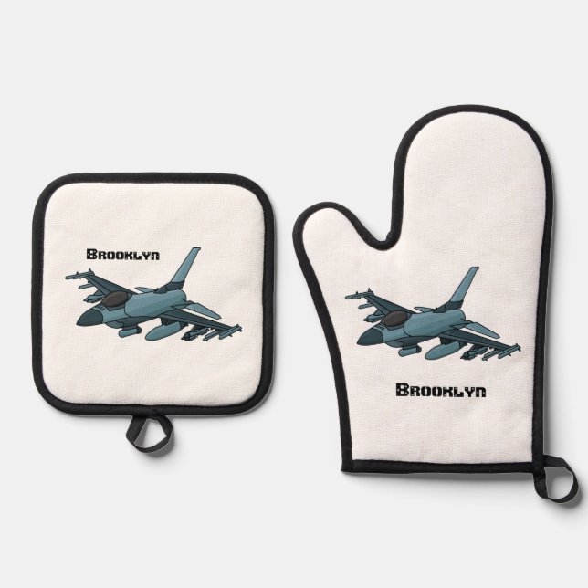 Set De Manoplas Personalizado de avión de combate militar (Anverso)