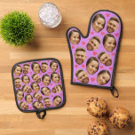 Set De Manoplas Personalizado de cara Fotografía Corazón Pareja La<br><div class="desc">Funny Personalizado Oven Mitt & Pot Holder Set con Tu Cara,  y tu amante Regalos de horneado para mujeres o hombres para cocina,  barbacoa,  parrillada se enfrenta a un patrón de fotos,  grandes regalos Ya sea para el hogar,  el cumpleaños de un amigo,  boda o cualquier ocasión.</div>