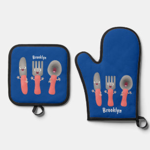 Set De Manoplas Personalizado de cubertería de bifurcación y cucha