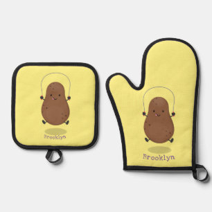 Set De Manoplas Personalizado de cuerda de saltar de patata feliz