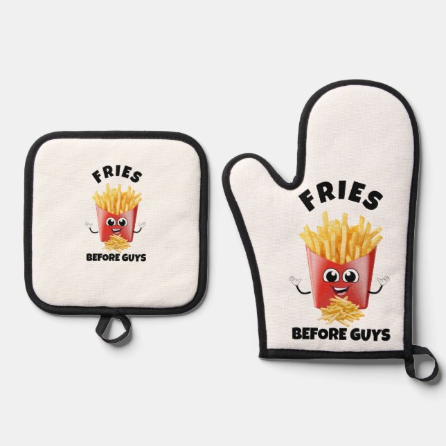 Set De Manoplas Personalizado De Fries Franceses Cuidados Hoodie & (Anverso)