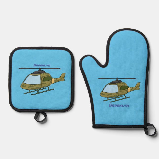 Set De Manoplas Personalizado de helicópteros de camoflage del ejé (Anverso)