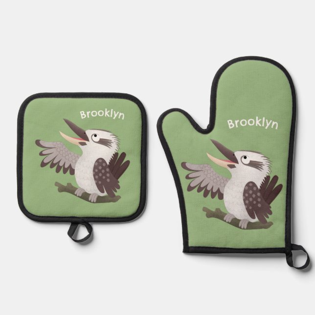 Set De Manoplas Personalizado de kookaburra gracioso (Anverso)